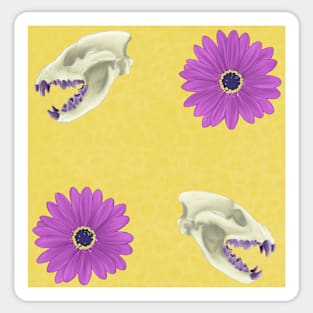 Hyena Skull Floral Yellow Sticker